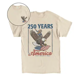 250 Years America Eagle Cowboy T-Shirt, Patriotic Western Graphic Tee, USA Flag Eagle Shirt, America 250th Anniversary Tee, Faith Freedom Family Gift, 4th Of July Americana Top
