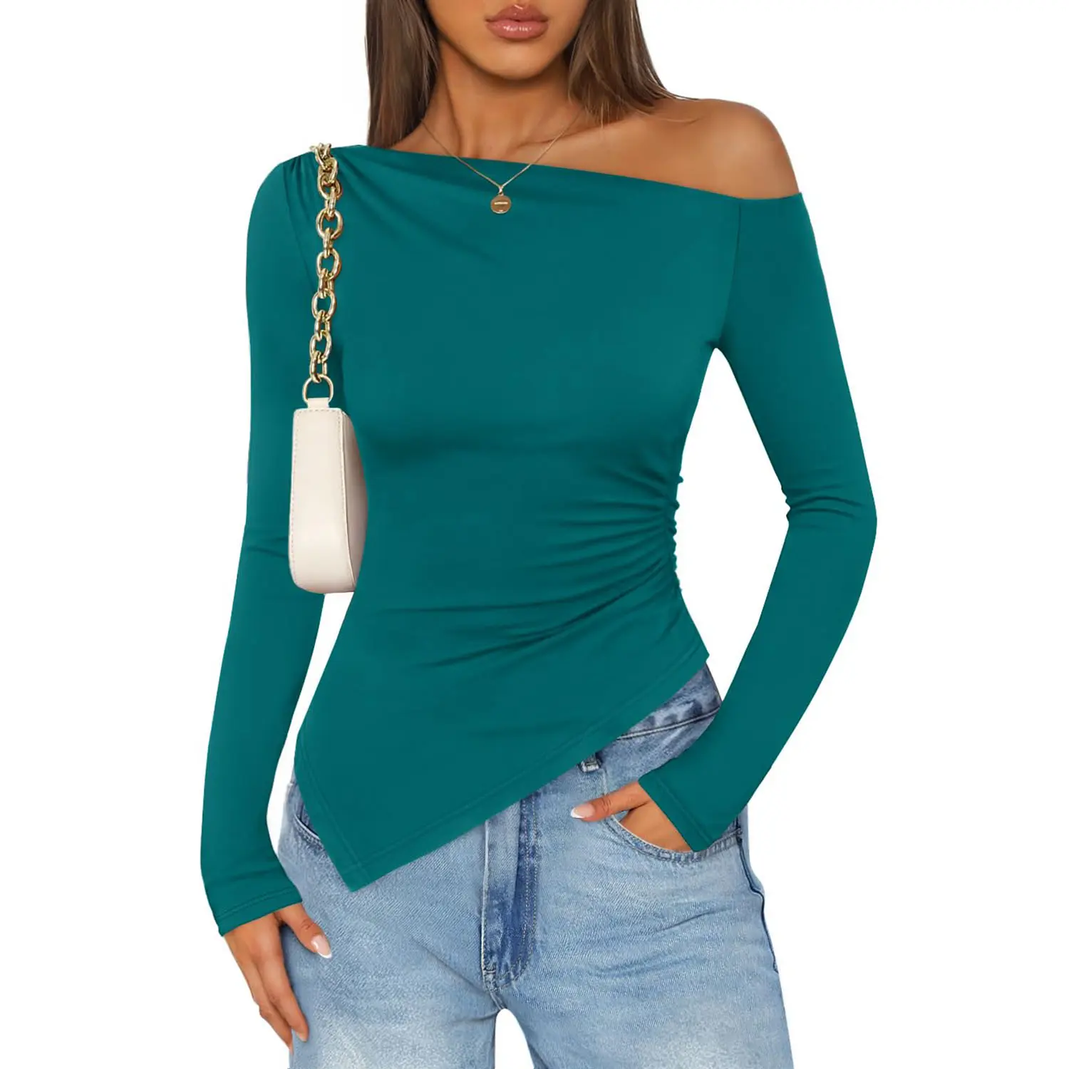 ZESICA Women's Off The Shoulder Tops 2026 Long Sleeve Y2K