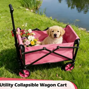 【New Arrival】330 lbs Heavy-Duty Foldable Wagon, Lightweight Collapsible Cart with Wheels, Flexible Handle Utility Wagon for Garden Work, Camping, Sports & Grocery Runs