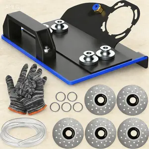 Tile Chamfering Tool with 3 Saw Blades, 45° Angle Grinder Stand for Ceramic Stone Cutting, Includes 2-Meter Long Hose & Gloves, 100-Type Angle Bracket Grinder Holder, Professional Tile Chamfer Cutter