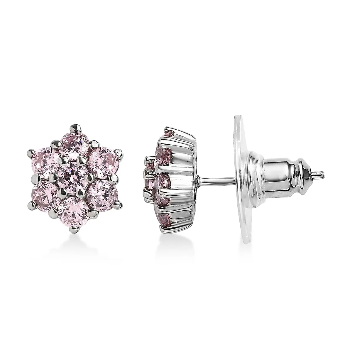 Pink Cubic ZirconiaEarrings in Stainless Steel
