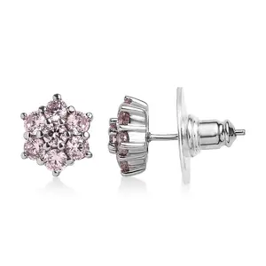 Pink Cubic ZirconiaEarrings in Stainless Steel
