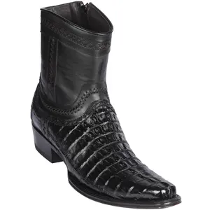 Los Altos Men's Caiman Tail Short Black Boots