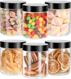 6 Pack Plastic Jars with Lids 8 oz Clear Storage Container Leakproof Mason Jars for Dry Food Peanut Spice Cookie Candy