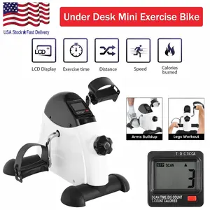 Under Desk Exercise Bike,Stationary Foot Pedal Exerciser,Portable Mini Exercise Bike with LCD Screen Displays for Leg/Arm Fitness and Health,White BAOKALER