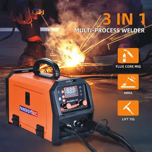MIG Welder,110V/220V Dual Voltage 3 in 1 Welder Flux Core Welder Gasless MIG/Lift TIG/Stick Big LED Digital Display Portable Welding Machine for Beginners IGBT Inverter Welder