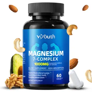 Viyouth Magnesium Complex 1000mg | 7-in-1 Blend with Zinc & Vitamins for High Absorption | 60 Count, Gluten-Free, Non-GMO