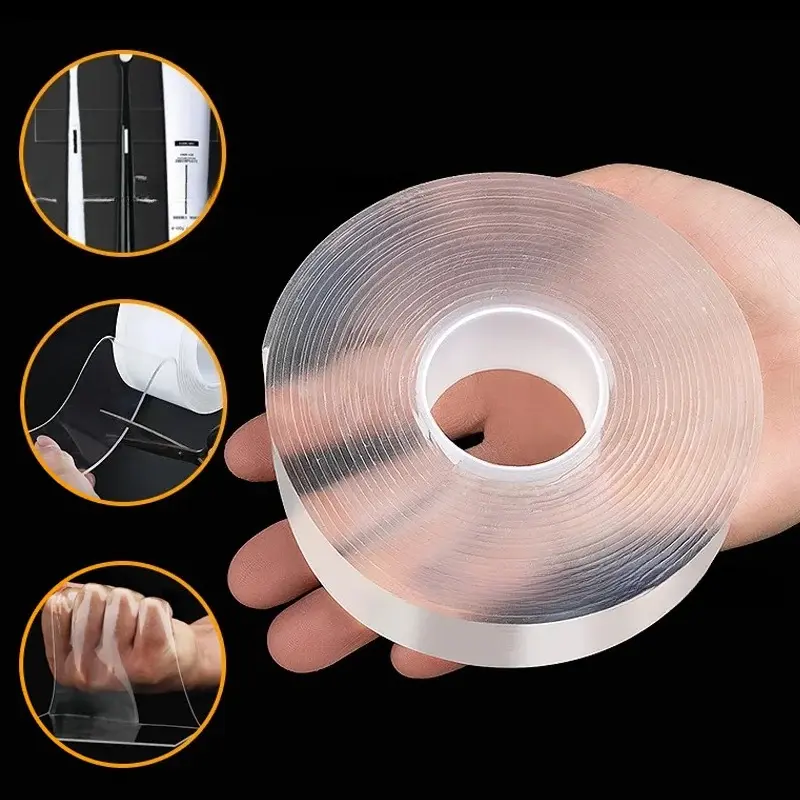 Tools & Hardware 2-Pack High-Transparency Double-Sided Nano Glue-Based Tapes, Seamless, Washable, Removable, Gentle Hold for DIY Users, Arts and Craft Projects