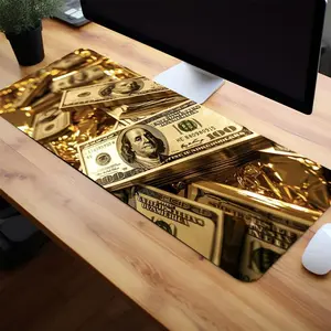 Rectangle Gaming Mouse Pad, Creative Dollar  Pattern Mouse Pad, Office Desk Keyboard Mat with Non-Slip Rubber Base Stitched Edge for Home Office Game