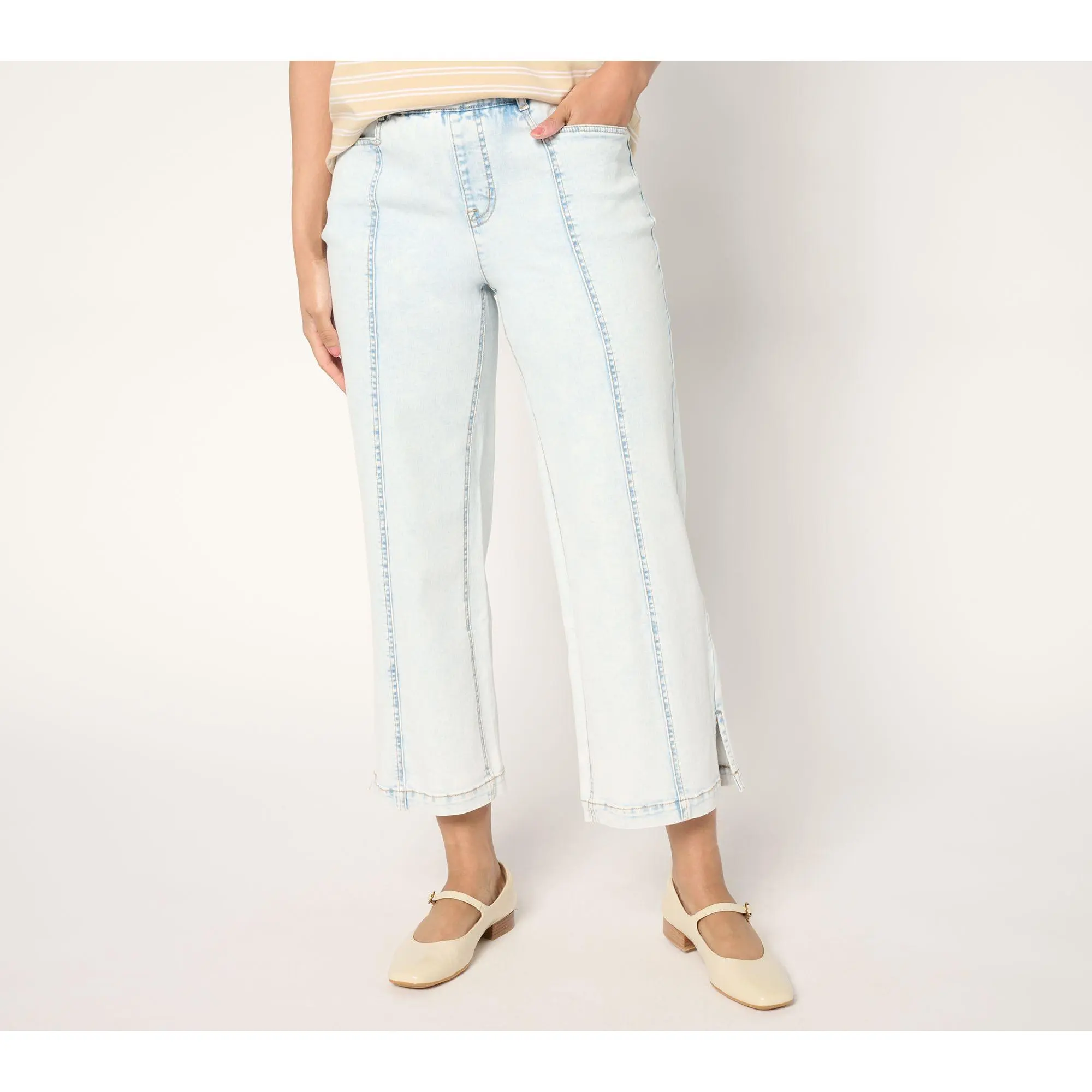 Isaac Mizrahi Live! Regular Indigo True Denim Crop Wide Leg Jeans Isaac Mizrahi Live! Regular Indigo True Denim Crop Wide Leg Jeans