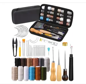 BAGERLA Heavy Duty Sewing Kit, 48pcs Needle and Thread Kit with Upholstery Thread Needles Sewing Awl Seam Ripper, Upholstery Repair Sewing Kit for Car Seats Carpets Shoes Backpacks DIY Crafting