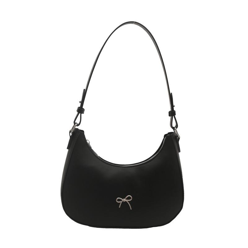 Shoulder Bag for Women, Hobo Handbags Trendy Y2K Purses Patent Leather Clutch Bag Cute Bow Purse  crescent  bag brown  purse