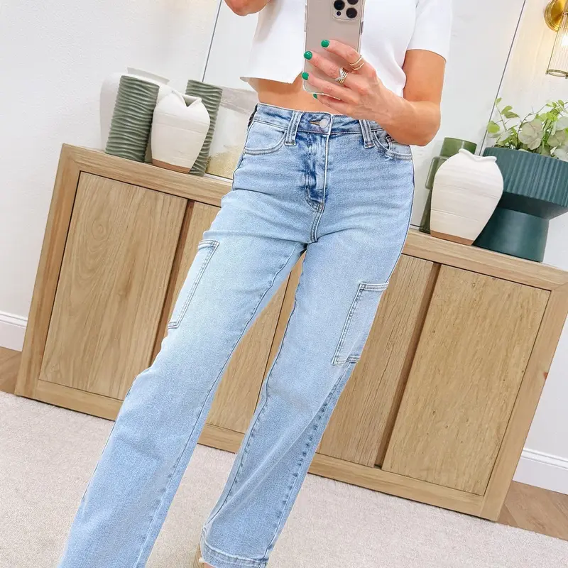 Jessica By Judy Blue - High Rise Cargo Wide Leg Jeans