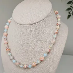 Light Blue Stones Necklace - Handcrafted Beaded Jewelry for Women - Elegant and Stylish Accessory