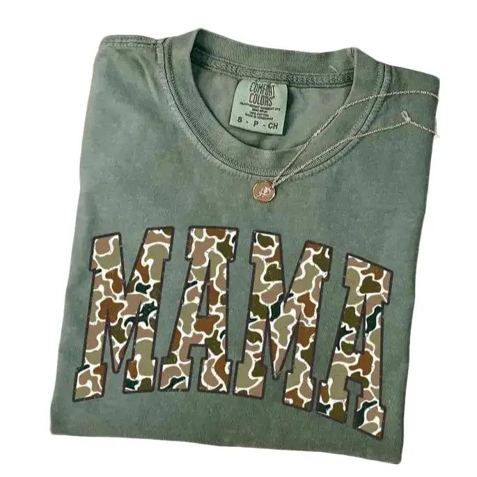 Comfort Colors Camouflage Mama T-Shirt, Mothers Day Gift, Mom T-Shirt, Retro Mama Tee, Gift For Mom, Varsity Mama TShirt, Duck Camo Mama TShirt