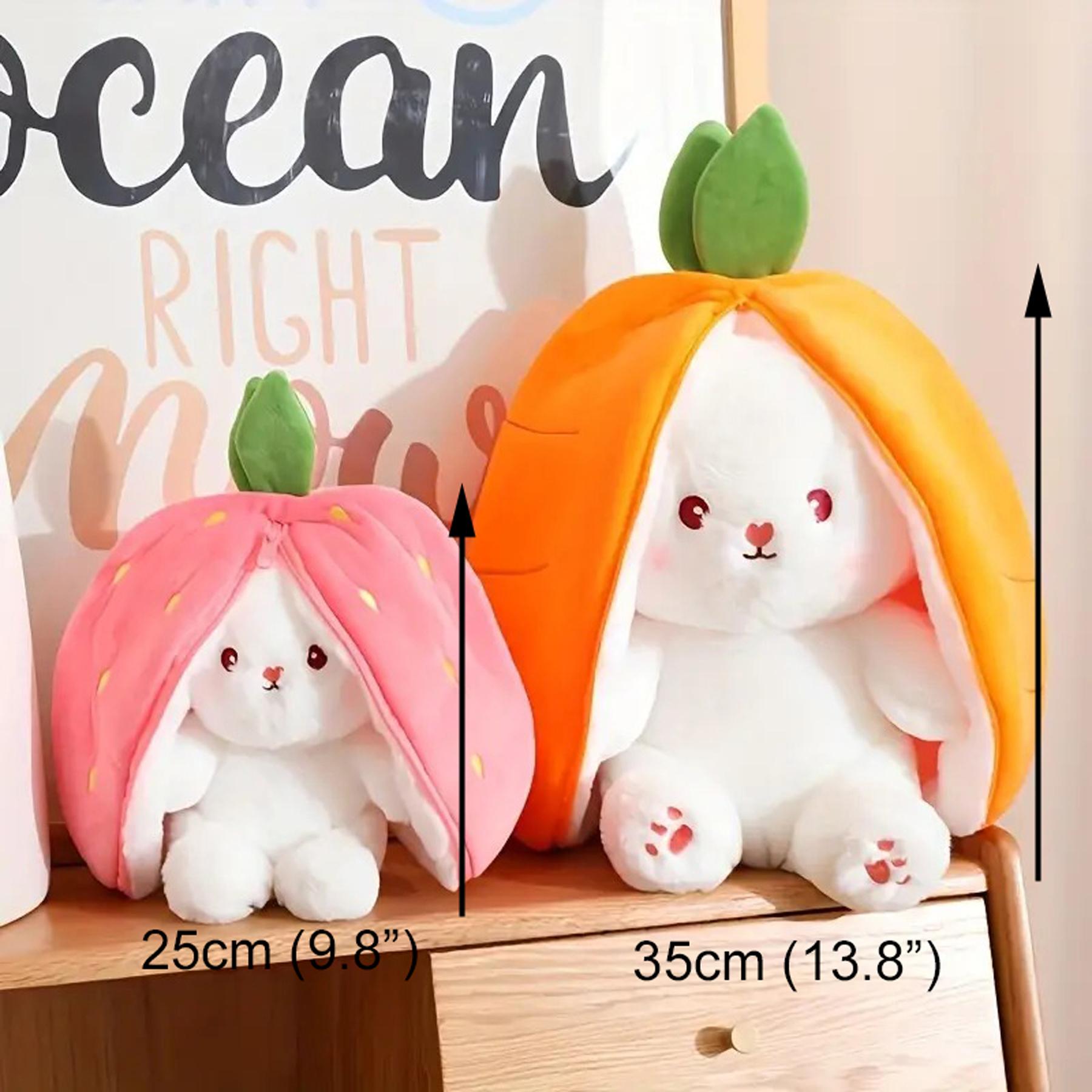 [No light] Strawberry Bunny Plush Toy Soft Kawaii Perfect for Cuddling Gifting or Decorating Your Bed Shelf Ultra Soft Fabric - Stuffed Animal