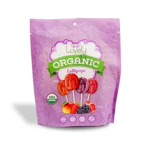 Lovely Candy Co. Organic Lollipops, Individually Wrapped, 7oz (1-Pack) | Vegan, Gluten-Free, Non-GMO, NO Artificial Colors or Flavors | Mango, Strawberry, Grape & Pomegranate