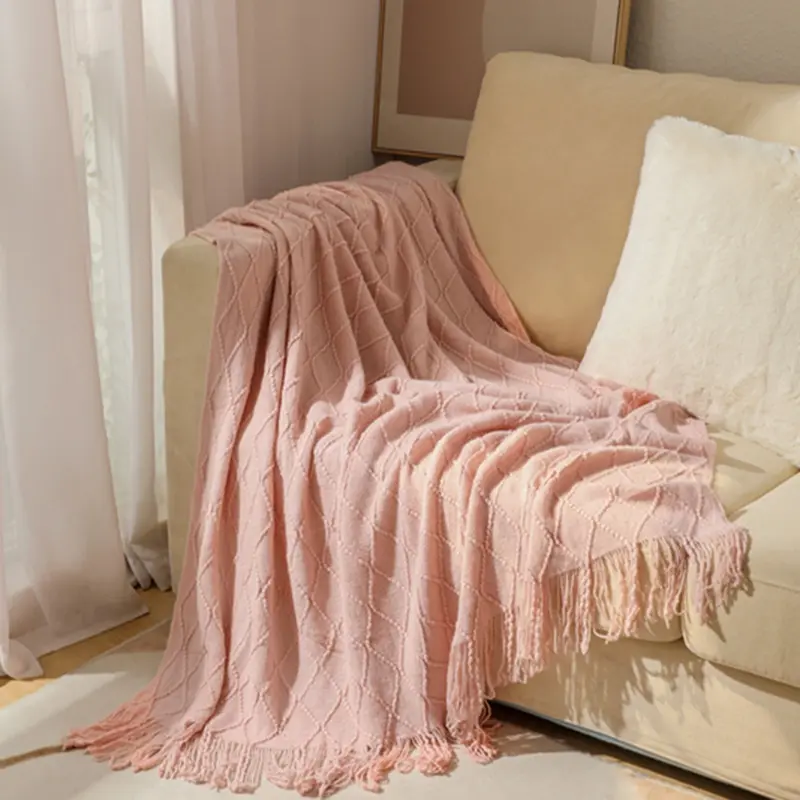 【Summer Sale】ROSEKIND Lightweight Breathable Summer Tassel Throw Blanket with 4in Fringe ,Anxiety Relief,Dupe,- Super Soft Decorative Blanket for Couch, Bed, Office Nap