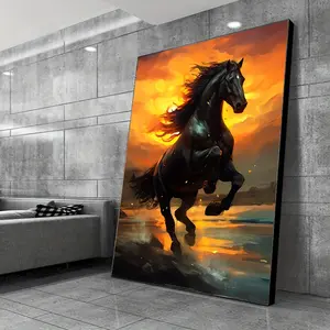 Frame not included Frameless Horse Canvas Wall Art | Vintage Abstract Horse Print | Modern Art Poster for Bedroom & Living Room Decor | 31.49x47.24 inches | No Electricity Needed