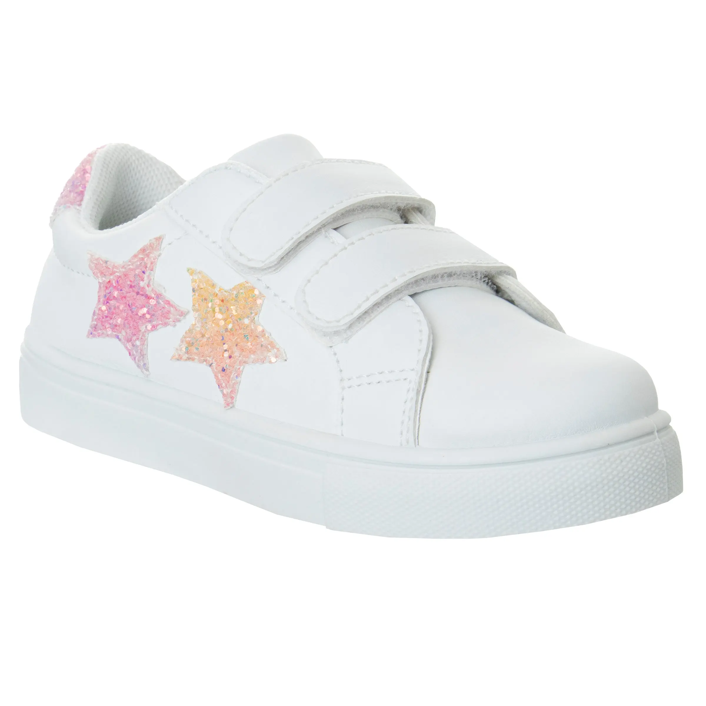 Kensie Girl Glittery Trendy Trainers - Girls' Little Kids/Toddlers Easy Hook-and-Loop Casual Sneakers, Comfort Fit for Everyday Wear