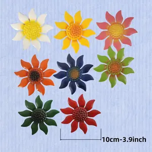 8 Bright Metal Artificial Flower Wall Decorations, Ideal for Indoor Outdoor Decoration, Home Living Room Wedding Festival Decor
