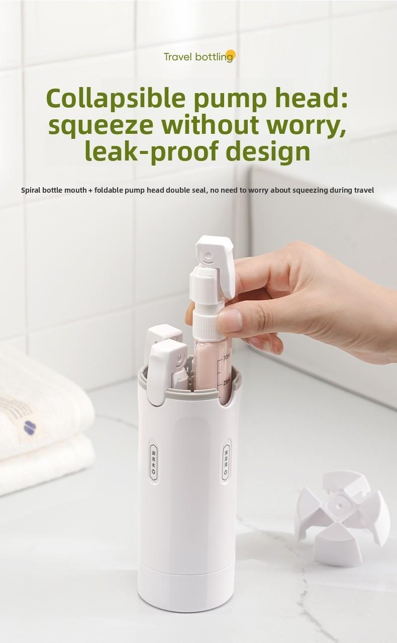 4-in-1 Travel Dispenser Bottle for Toiletries Portable Cosmetic Shampoo Storage Lotion Compact Plastic Container Wholesale Easy Press Smooth Flow  bottle