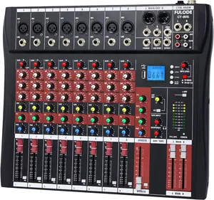 Audio Mixer 8 Channel, CT-80S Professional Sound System Mixer Board DJ Mixing Console with Reverb MP3 Player Bluetooth 48V Phantom Power Supply USB Recording for Studio Karaoke Live Music