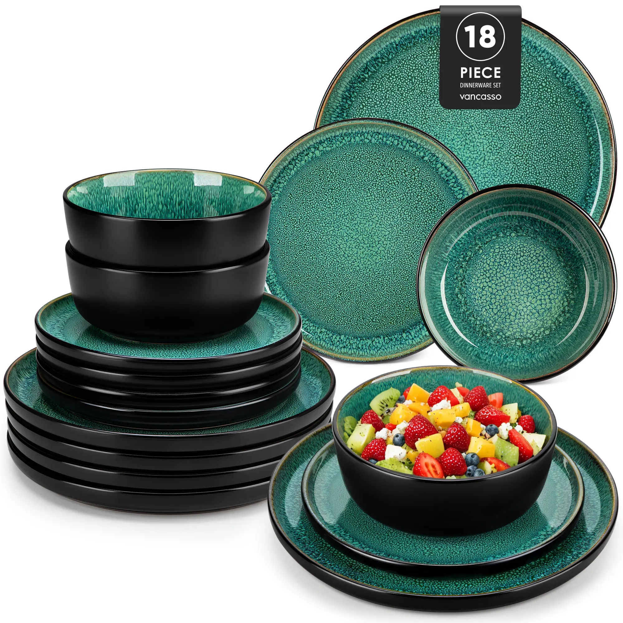 18-Piece Set-Green (Serves 6 People)