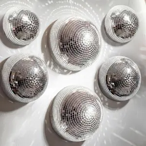 6 Pack Disco Ball Wall Decor 8/6/4 Inch  Half-Disco Ball Reflective Mirror Wall Art Self-Adhesive Aesthetic 70s 80s Sparkling Funky Party Decorations for  Bedroom Birthday,