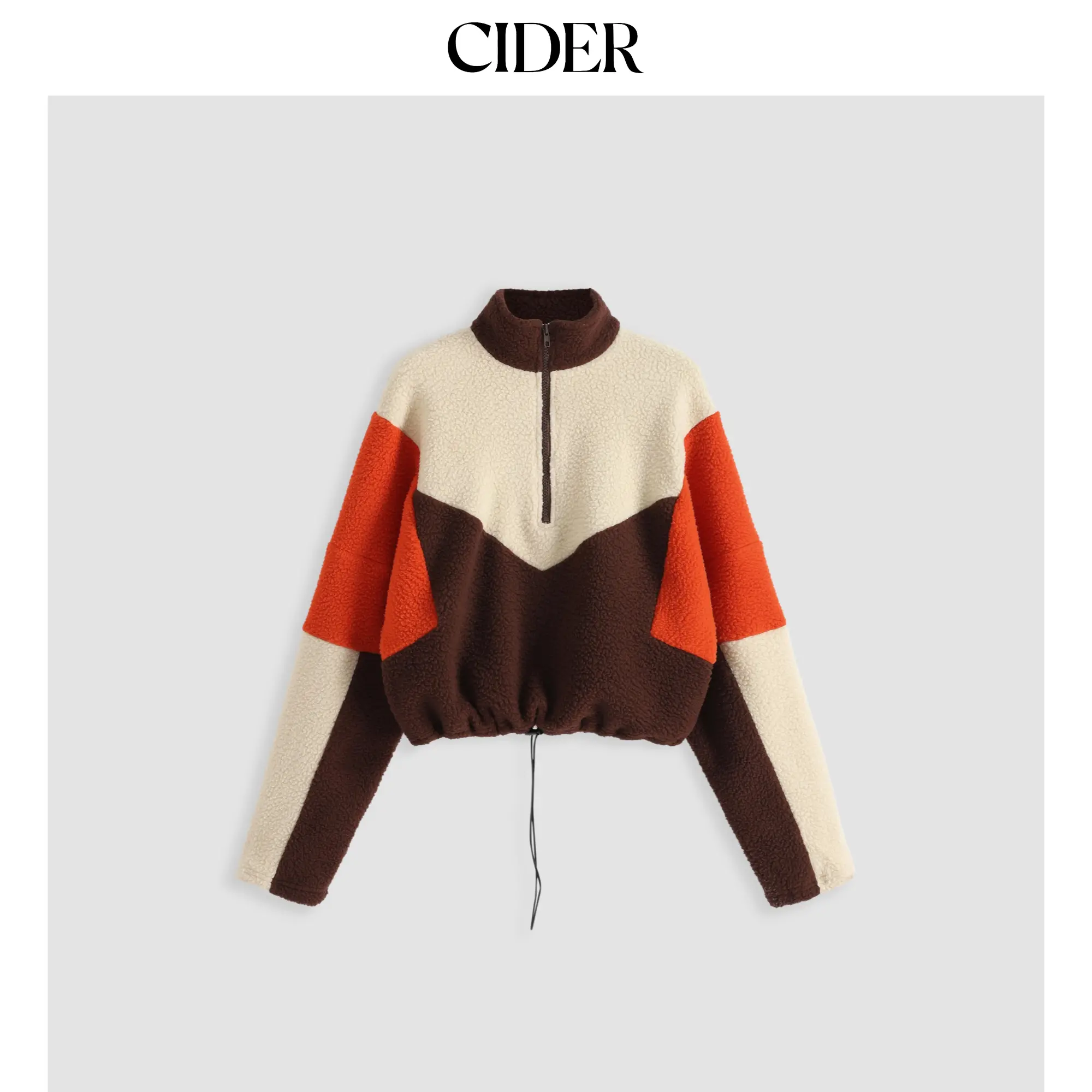 Cider Women's Warm Long-Sleeve Patchwork Stand Collar Drawstring Hoodie, Multi-Size (2-26, 4XL), Women's Tops & Clothing Sweatshirt