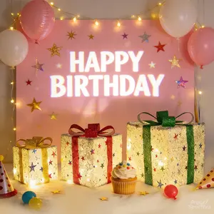 3-piece Set Christmas Gift Box Lamp - Manual Assembly with Strap+Fairy Light String,8 Lighting Modes Ornaments ,Equipped with 1 Battery Box and 1 Light Strings That Can Be Disassembled Separately, Birthday Party, Gift,atmospheric Decorations