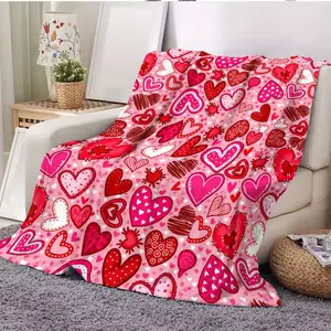 Countdown Sale! Valentine's Day Red Heart Flannel Throw Blanket, Super Soft Fluffy All-Season Cozy Blanket, Romantic Love Themed Home Decor, Sweet Gift for Lovers, Parents, Kids to Express Warm Affection