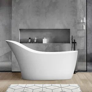 67"  Freestanding Solid Surface Soaking Bathtub with Overflow RX-S08-67