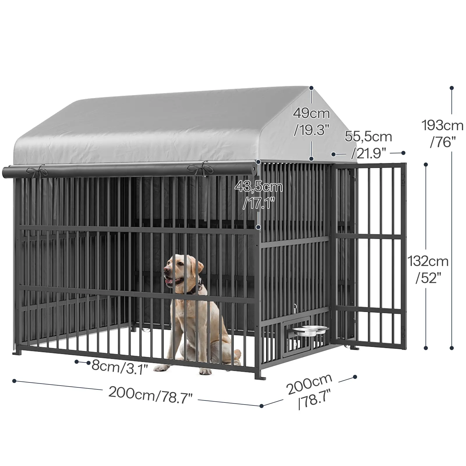 78.7"L x 78.7"W x 76.4"H