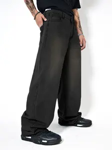 Unisex Casual Loose Jeans Spring To Summer Baggy Straight Leg Denim Pants Long Trousers