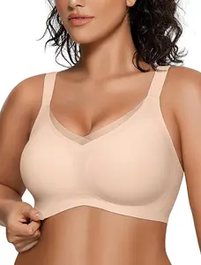 Womens Wireless Jelly Bras V Mesh Comfortable Bralette Supportive Tshirt Bra No Underwire Seamless Push Up Everyday Bras
