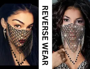 Fringe Face Veil, Wife Seduction party Face Mask, Neck Cover, Neck Corset, Masquerade, Bachelorette, Arabian, Gift For Her, Belly Dance