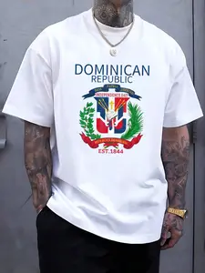 100% Cotton celebrate Dominican Independence Day T-Shirt, Breathable Short Sleeve Shirt Tops for Summer Casual Wear