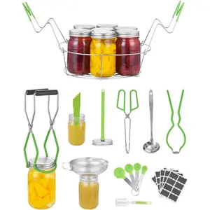 VEVOR Canning Supplies Starter Kit, 9 Pieces Stainless Steel Water Bath Canning Kit for Beginners, Canning Tools Set: Rack, Ladle, Measuring Spoon, Funnel, Tongs, Jar Lifter, Jar WrenchVEVOR Super Brand Day