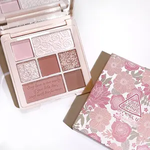 Pink Embossed Multi-Color Eyeshadow & Blush Palette Pearl Glitter Matte Finishes Fine Powder Long Lasting Makeup Palette for Versatile Looks