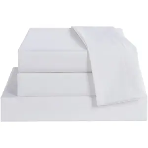 Supima Cotton Sheets 600 Thread Count,Bed Sheet Set  Size Sheets 4 count,Soft & Silk Sateen Weave, Fits Mattress Up to 18",Deep Pocket, Breathable & Fade Resistant(Pure White,)