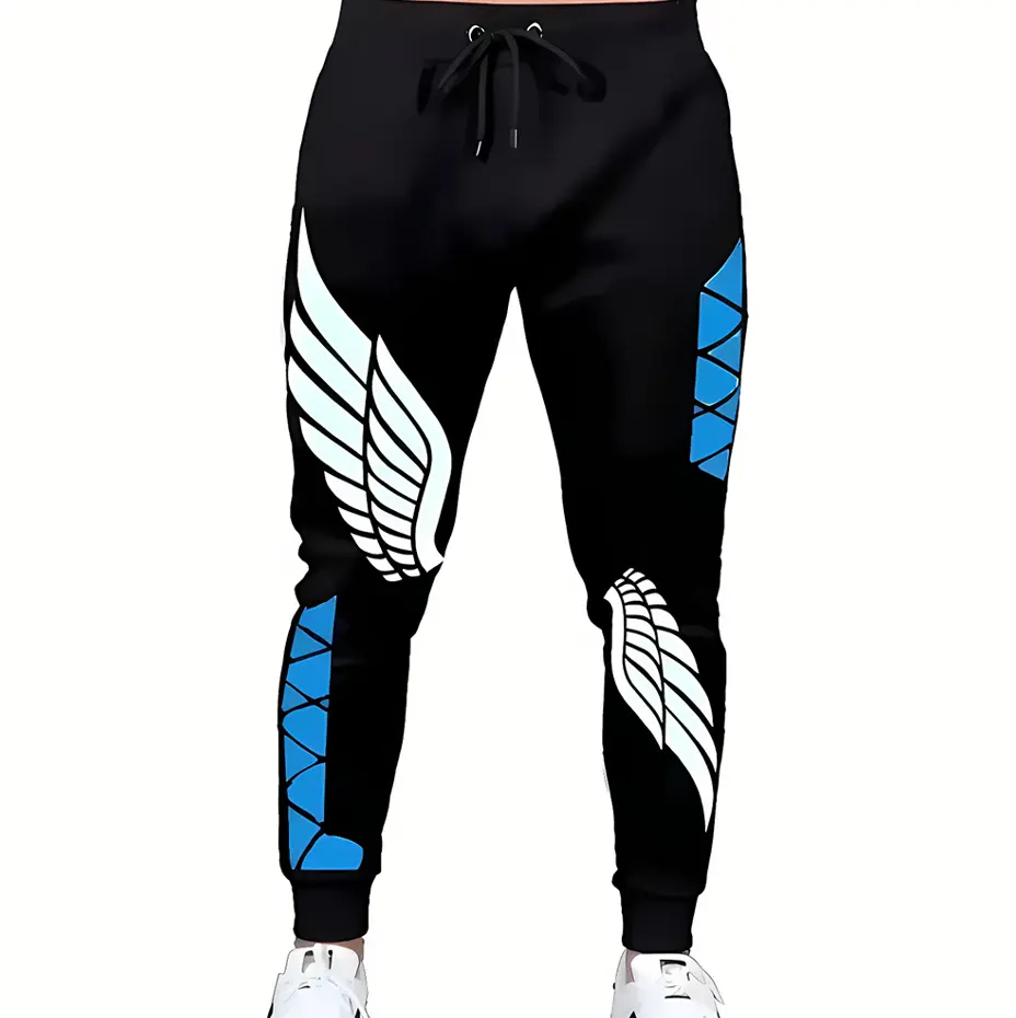 Graphic Jogger Pants for Men Black Blue White Print Casual Athletic Sweatpants