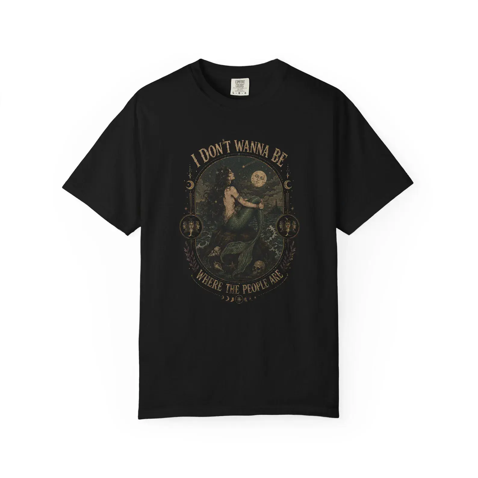 Siren I Don't Wanna Be Where The People Are Shirt Antisocial Mermaid Shirt Vintage Mermaid Shirt Mystical Shirt Dark Fantasy Coastal Gothic
