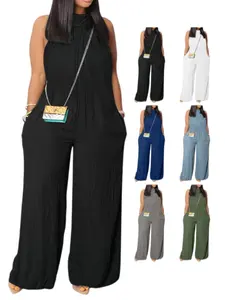 2026 Women's outerwear jumpsuit with a wide-leg, relaxed fit Sleeveless casual style Made from recycled, eco-friendly fabric Moderately stretchy, comfortable, and form-fitting