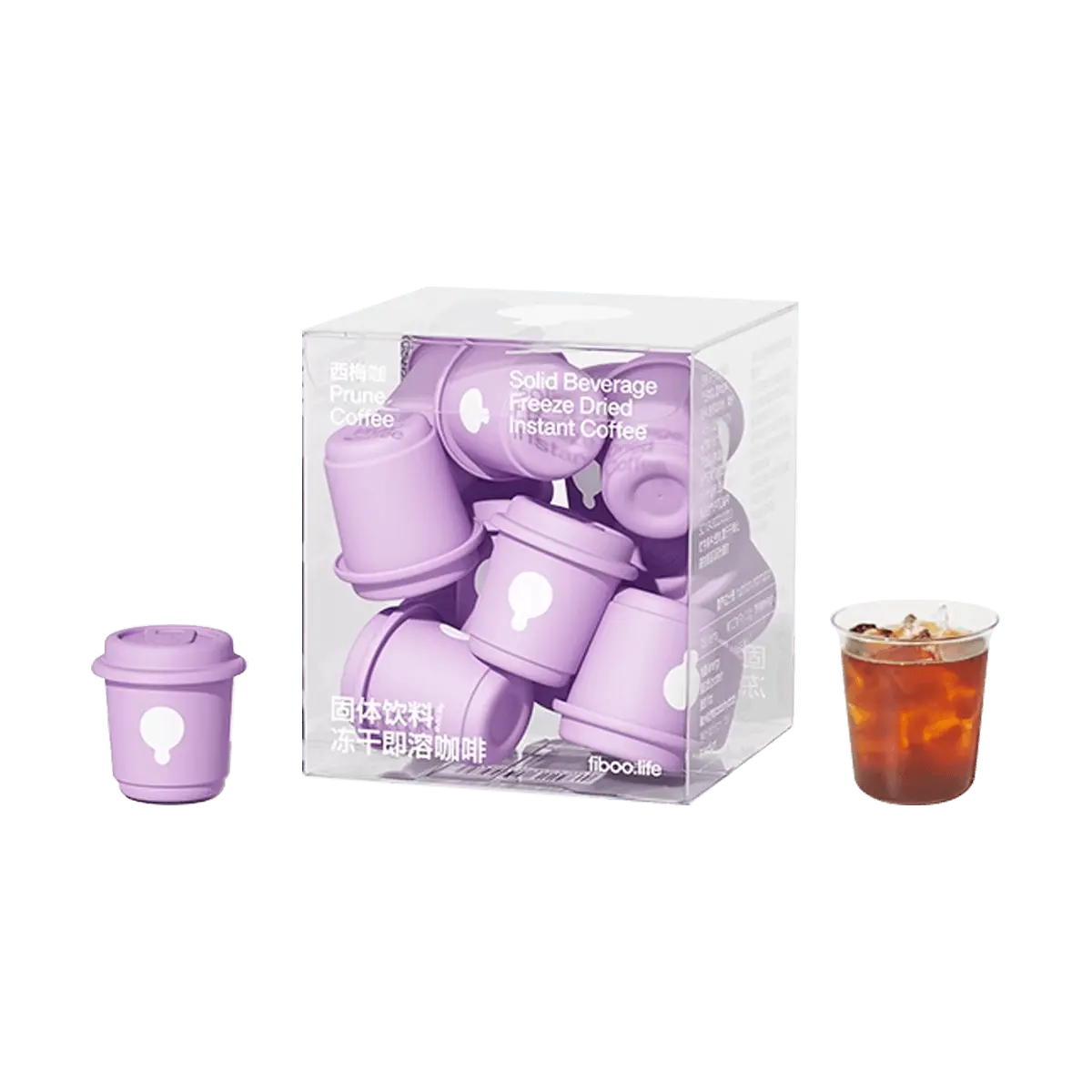 FIBOO Black Coffee Instant Drink with Prune Flavor 4g x 10 Cups Sugar-Free High Fiber