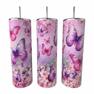 Butterflies 20 oz Tumbler Coffee Drinkware Insulated Skinny Portable