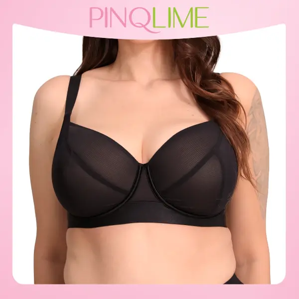 PINQLIME Amara Women's Underwire Bra - Sexy Sheer Mesh, 3D Sculpted Shapewear, Chic Elegant, Supportive Lift for Heavy Chest, Plus Size (34D, 42DD) - New Arrival, Festive Wear for Christmas, Halloween, Thanksgiving, Chinese New Year, Easter