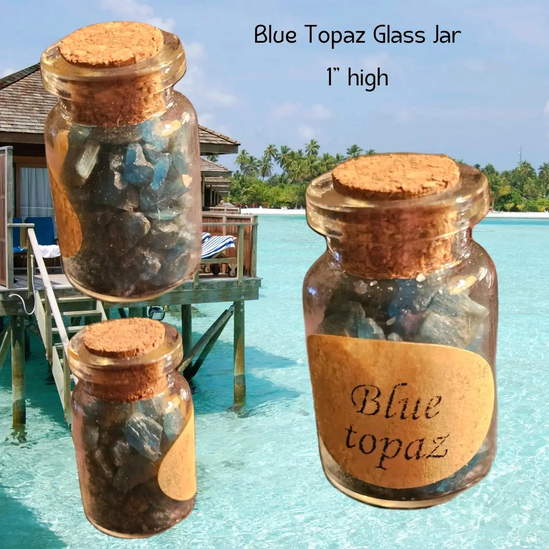 Blue Topaz Crystal Shards - 1" High Glass Jar Home Ornament