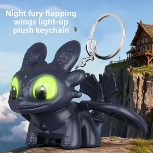 Cute Cartoon Glowing Toothless Boy Car Ornament with Wings, Dashboard Decor, Creative Hanging Accessory for Cars, Backpacks, Hats