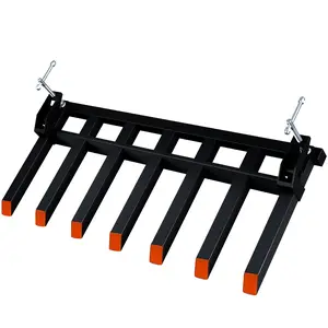 6000 lbs Heavy Duty Clamp-On Loader Bucket Debris Forks, 68" Pallet Fork Attachment, Fits Skid Steer and Tractor, Farm & Agricultural Accessory, Black & Orange